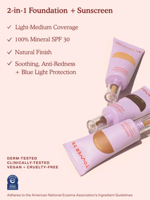 Tower 28 SunnyDays SPF 30 Tinted Sunscreen Foundation | MECCA